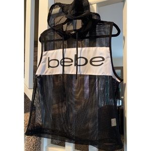 NEW Bebe mesh logo pullover hoodie vest